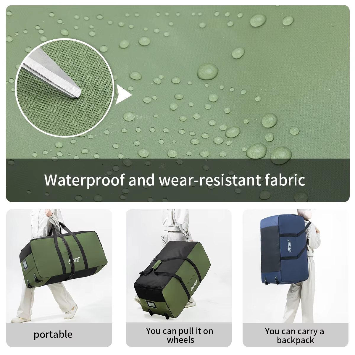 Équipement de pique-nique de Style Camping en plein air, sac à cosmétiques, vêtements, tente, fournitures, boîte de rangement avec roulettes, sac de voyage Extra Large de grande capacité