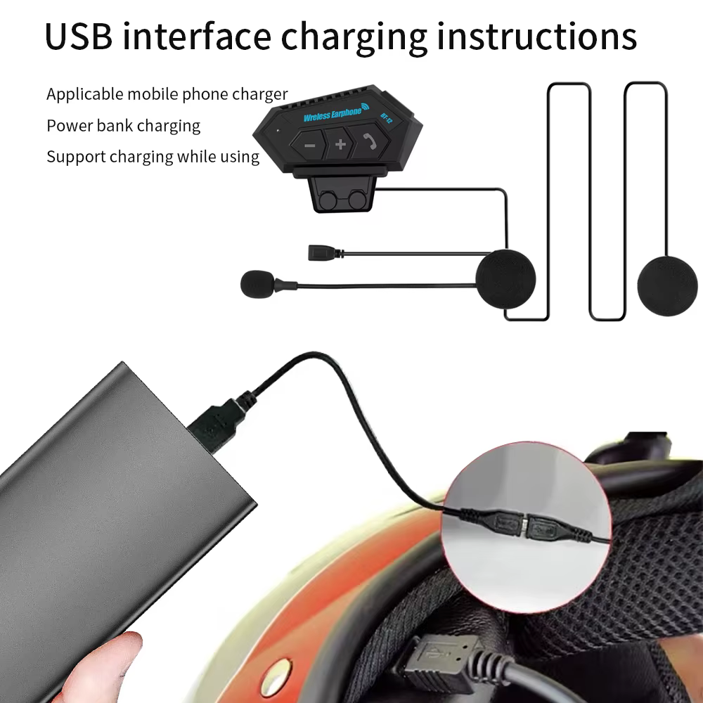 Casque de moto casque Bluetooth 5.0 casque sans fil écouteurs moteur casque vélo écouteur mains libres stéréo écouteurs
