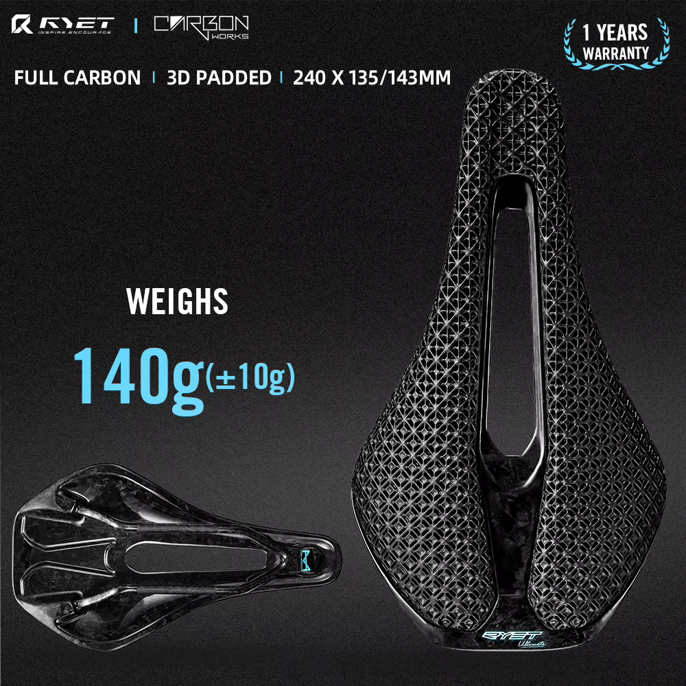 Selle de vélo en carbone 3D RYET X15 240*135/143mm