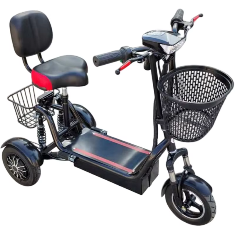 Petit Tricycle électrique pliable à double moteur avec dossier pour homme et famille