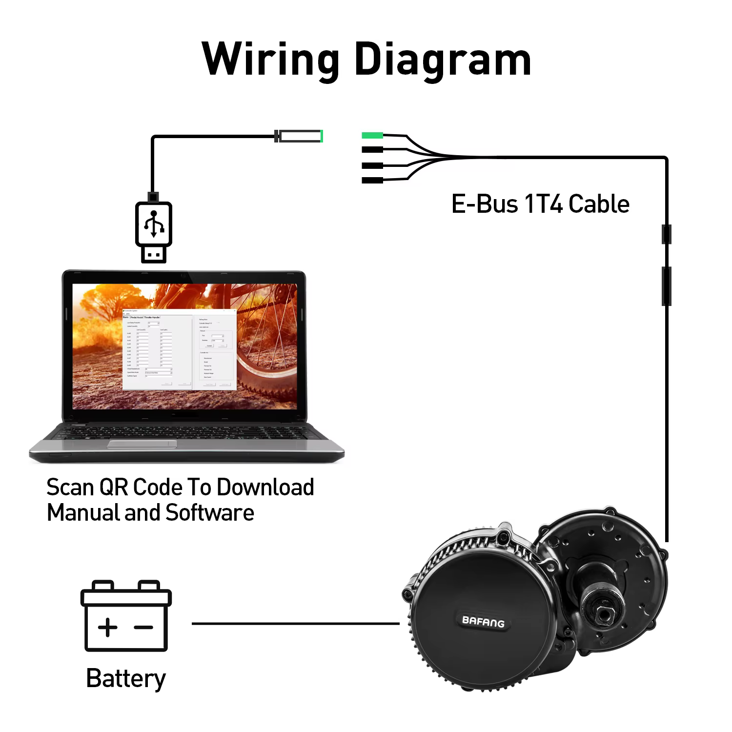 BAFANG Câble de programmation pour moteur BBSHD BBS01 BBS02