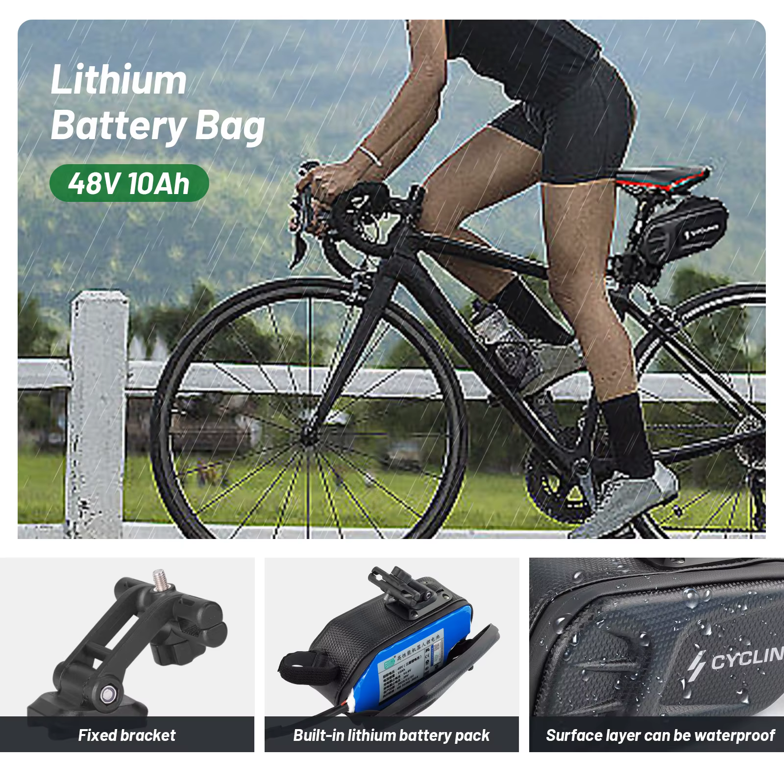 Pack de batteries lithium-ion pour vélo électrique 21700 36V 48V 10Ah Sam/sung50E
