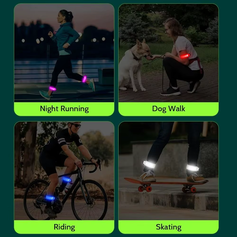 Brassard de course de nuit, bande lumineuse LED, brassard de sécurité pour cyclisme, Sports de plein air, ceinture de bras, bracelet d'avertissement de jambe