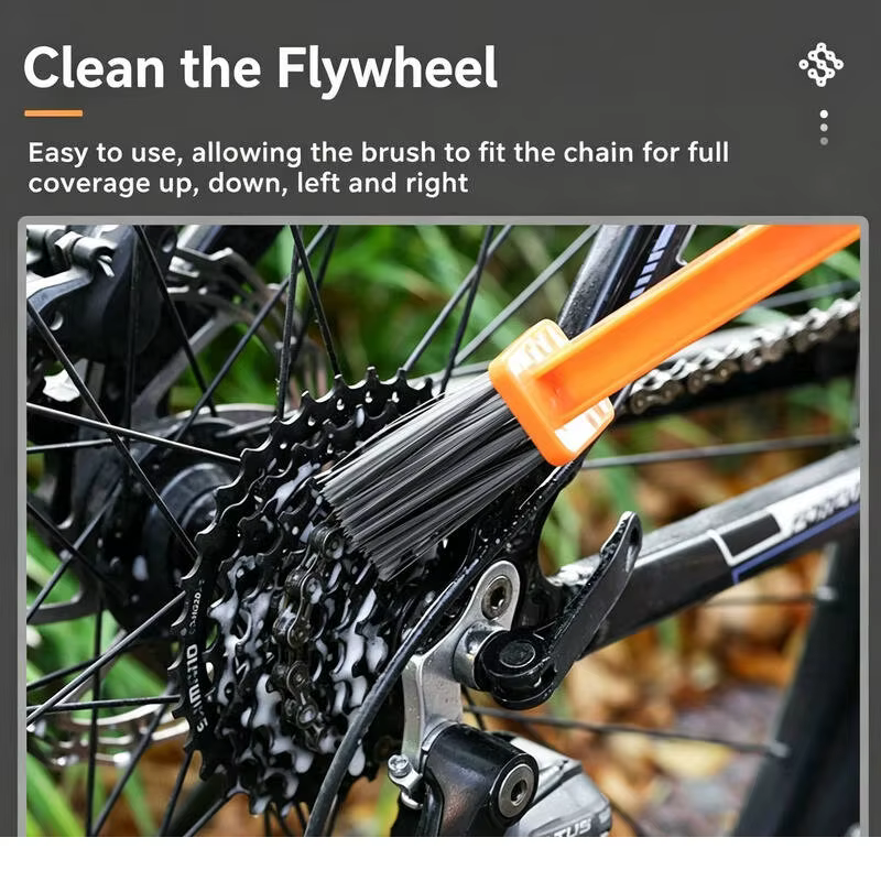 Brosse de nettoyage de chaîne de vélo à double tête, nettoyeur de chaîne de vélo multifonction, brosse de nettoyage de chaîne portable pour moto et vélo