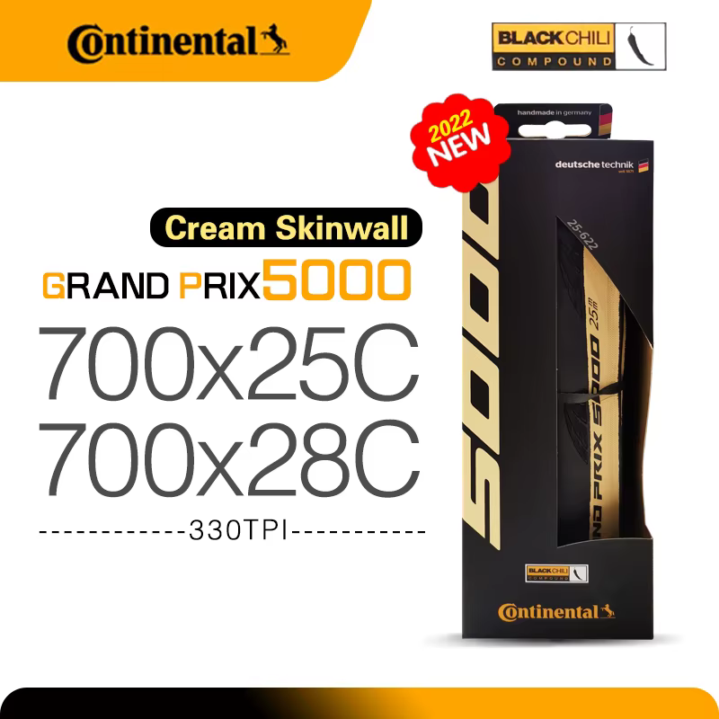 Nouveau Continental GrandPrix 5000/700X25C 28C pneu de vélo de route crème peau mur vélo pliant résistant aux coups de couteau pneu GP5000