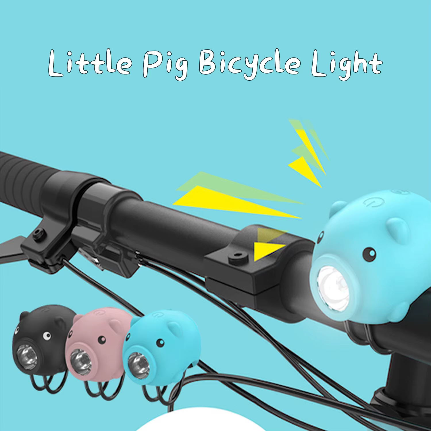 Lampe de guidon de vélo cochon de dessin animé mignon