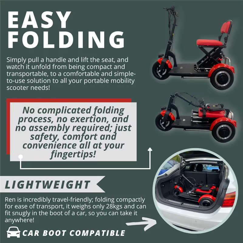 Trottinette Électrique Pliable et Légère avec 3 Roues pour Adulte