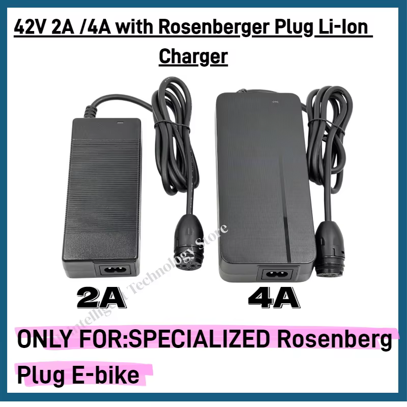 Chargeur de vélo électrique Elecrun 42V 4A /2A compatible avec la batterie Li-Ion 36V RoPd 6 broches Specialized Turbo