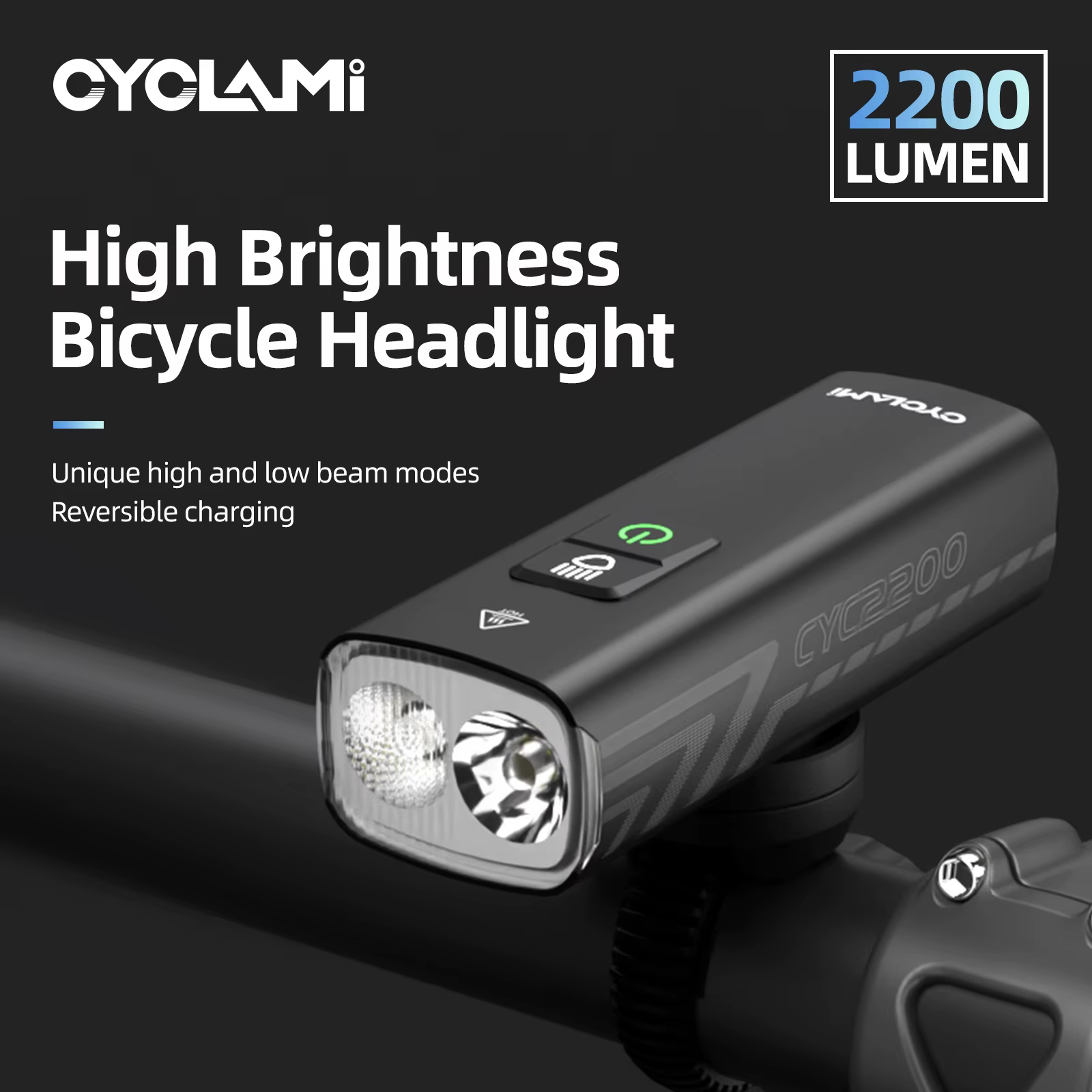 CYCLAMI CYC2200 vélo lumière avant lampe type-c Rechargeable