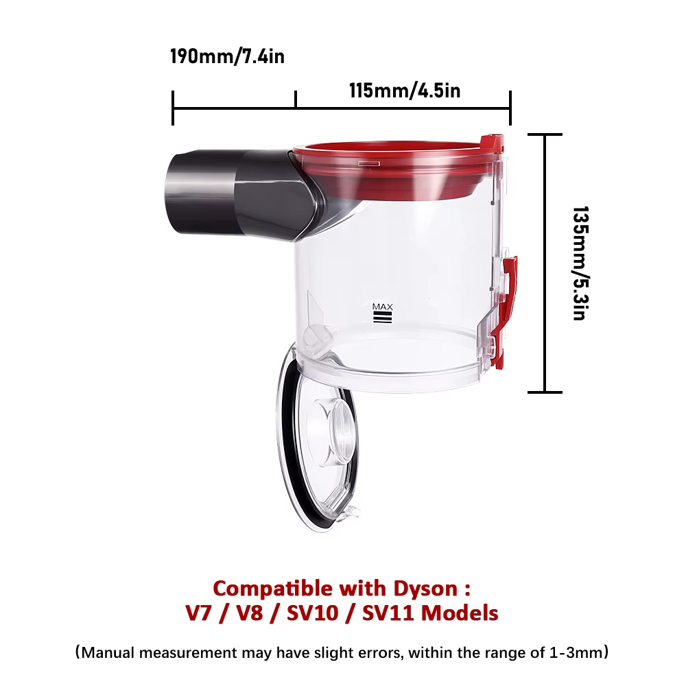Seau à poussière sans fil portable pour aspirateur Dyson V7 V8, accessoires, bac à poussière amélioré, pièce de rechange pour poubelle