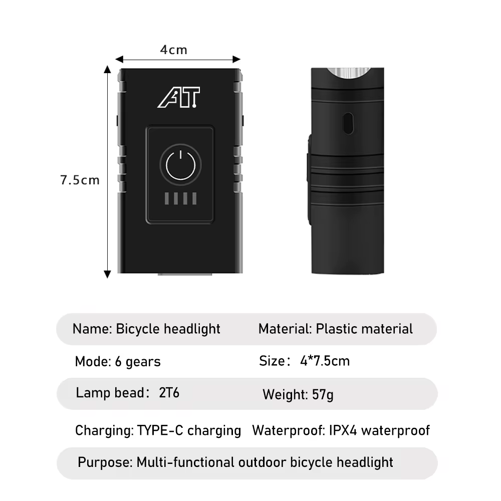 Feu avant de vélo T6 LED