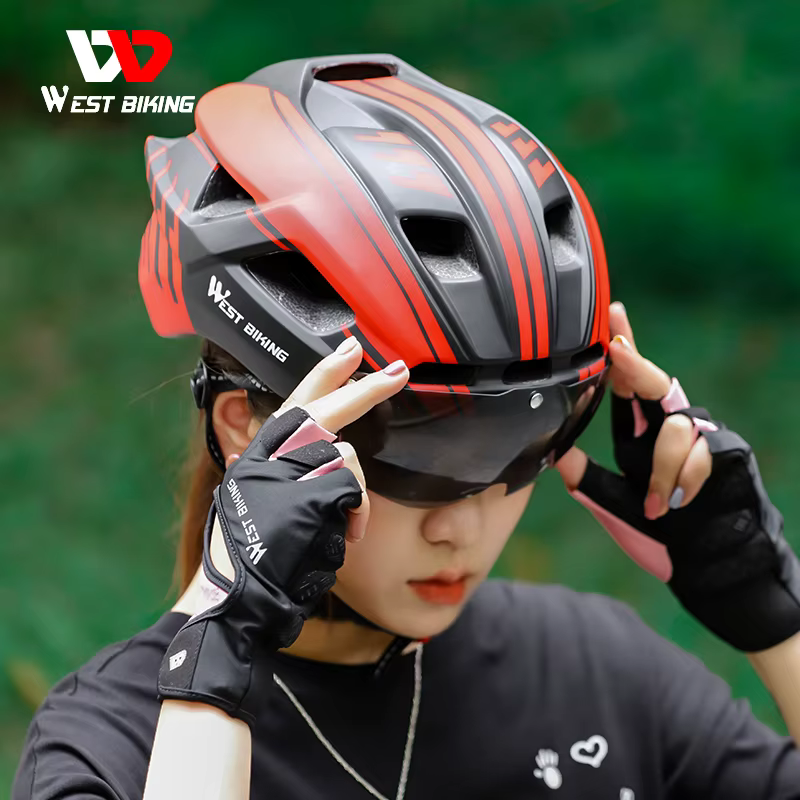 WEST BIKING-Casque de vélo ultraléger avec feu arrière