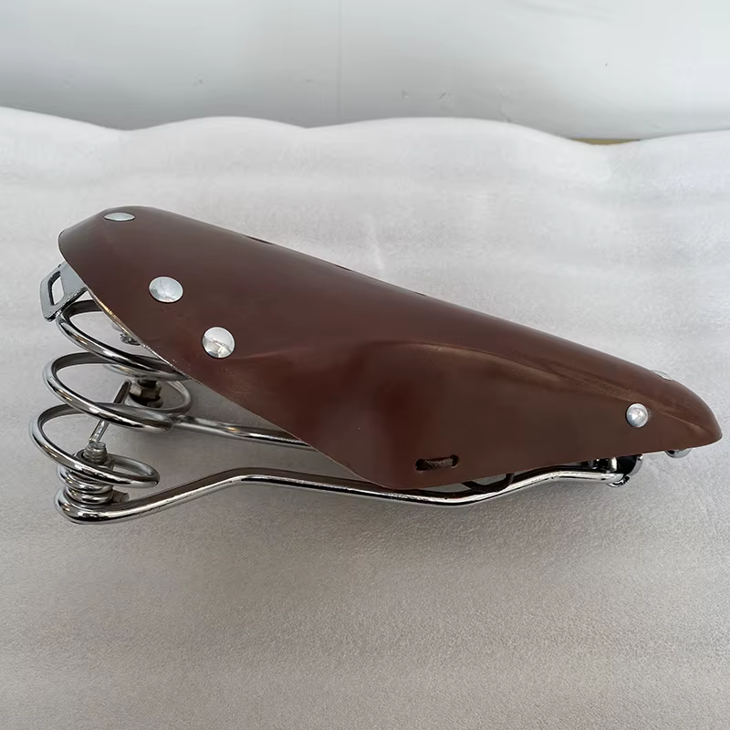 Selle de vélo rétro en cuir respirant et confortable, coussin de cyclisme vintage pour vélos à tube de selle double, VTT