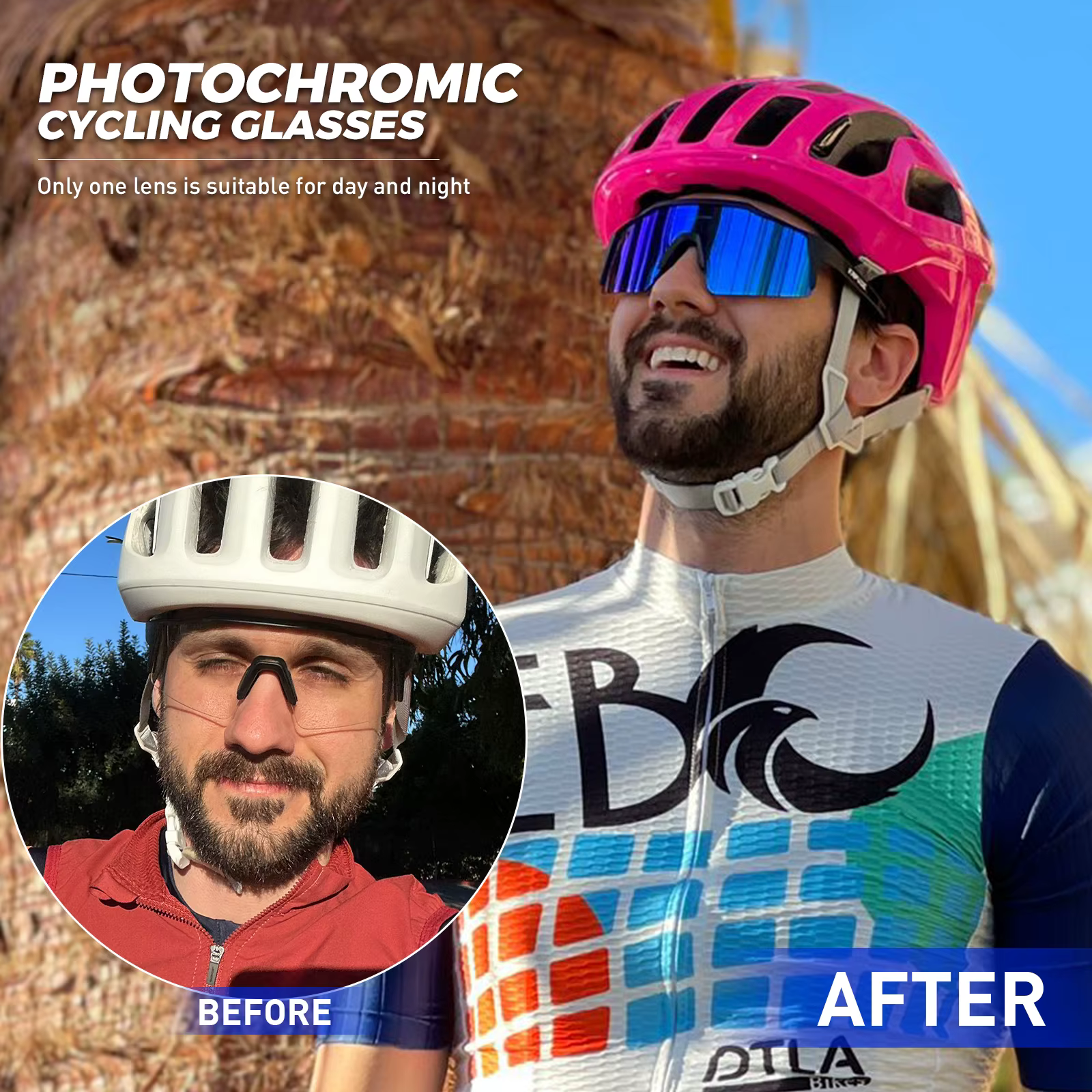 KAPVOE photochromique vélo nuit équitation lunettes UV400 vtt