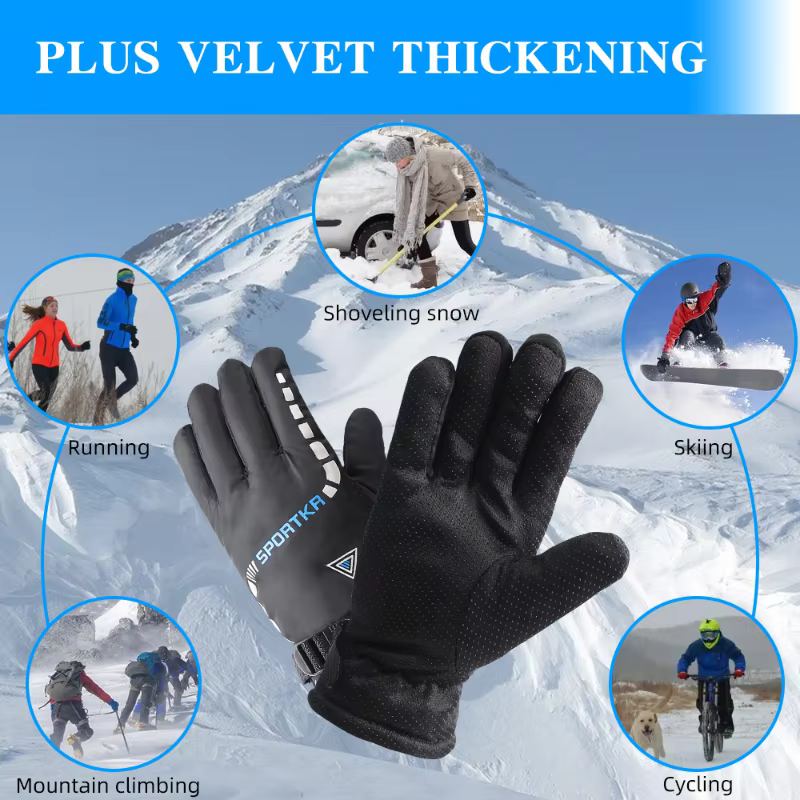 Gants de cyclisme d'hiver imperméables et antidérapants