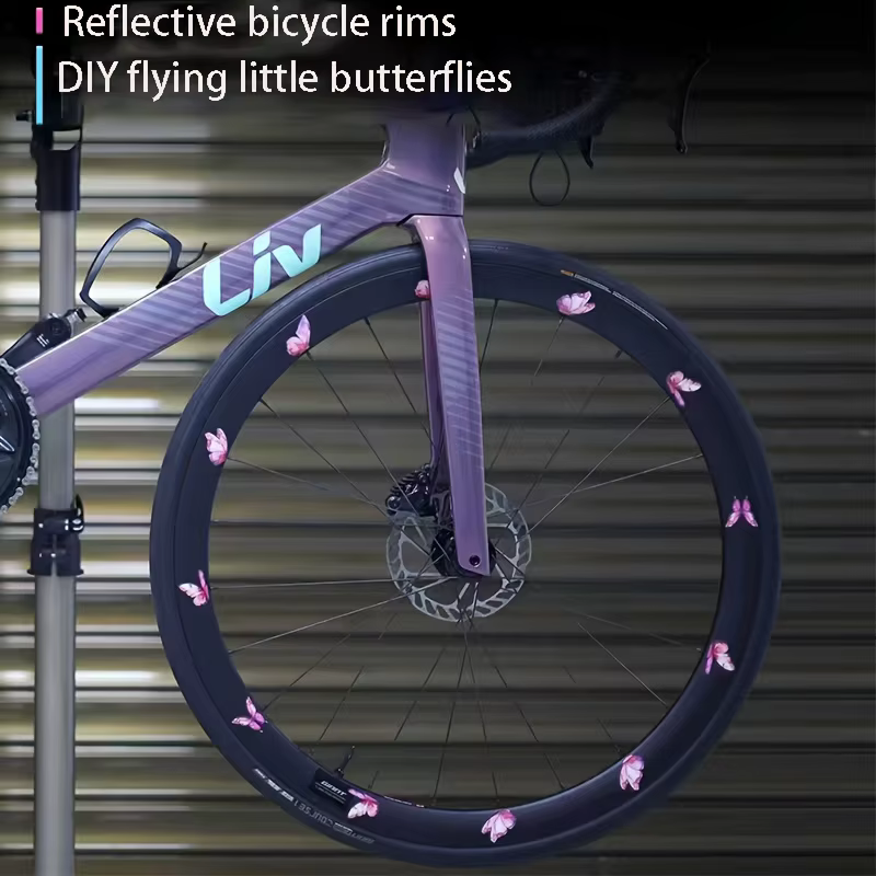 Ensemble d'autocollants réfléchissants pour pneus de vélo papillon