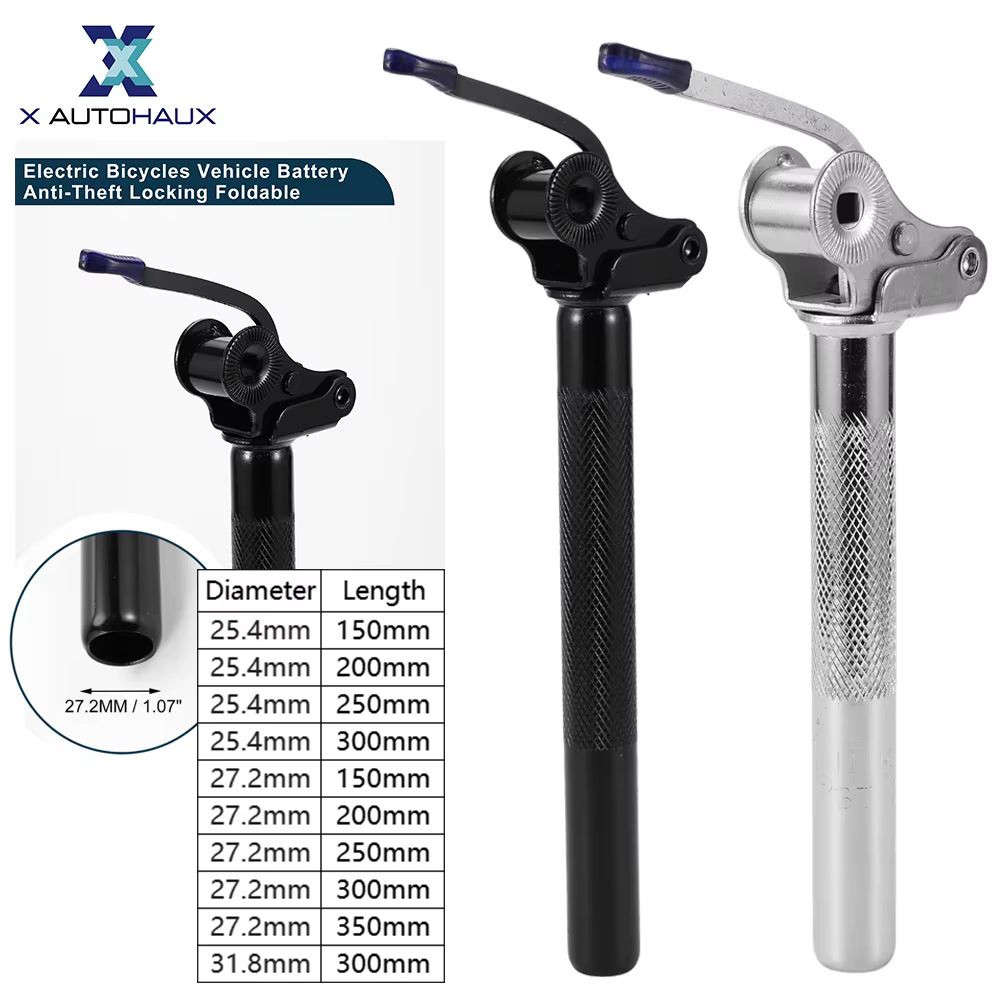 X Autohaux tiges de selle de vélo 25.4x1 0/250/300mm 27.2x1 0/250/300/350mm 31.8x300mm batterie de vélos électriques antivol