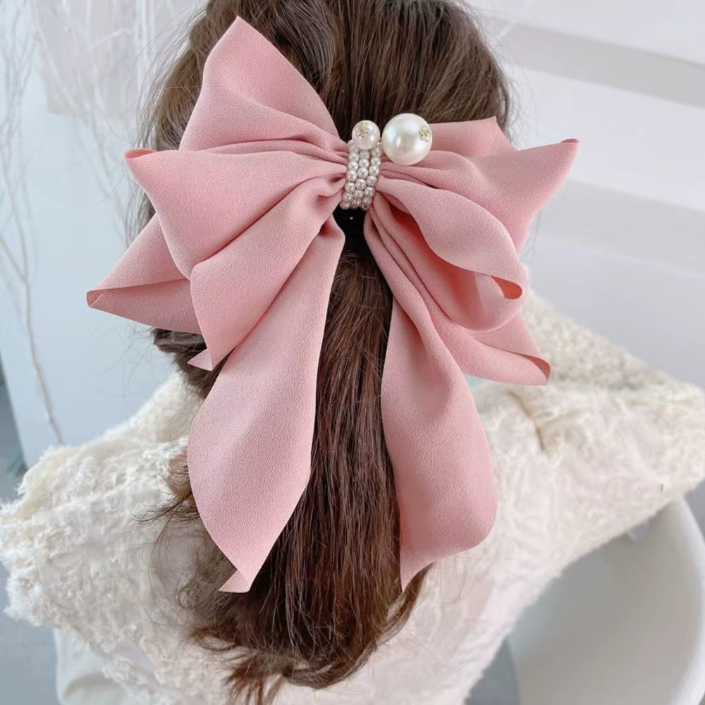 Accessoires de cheveux pour filles et femmes, coiffure, gros nœud, pinces queue de cheval, ruban