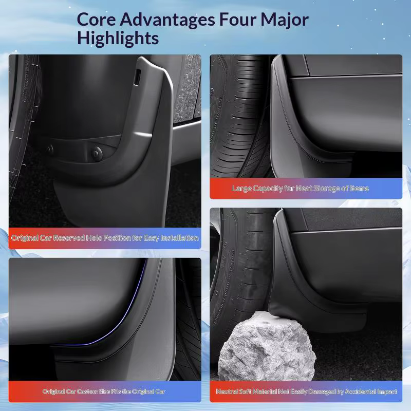 Garde-boue pour voiture pour Model Y Model 3, accessoires avant et arrière, garde-boue anti-éclaboussures, gardent la peinture propre par tous les temps