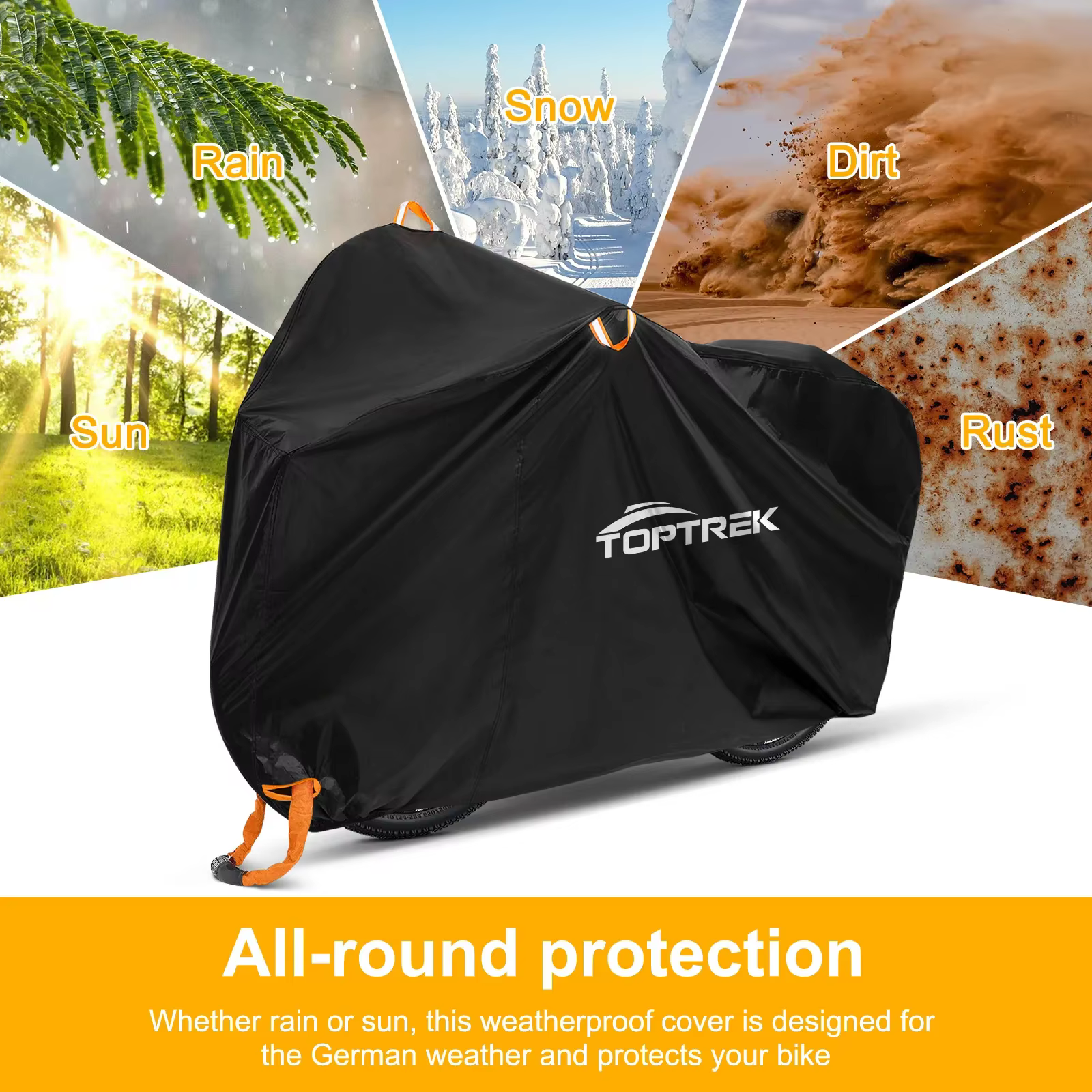 Toptrek housse de vélo stockage extérieur étanche Anti-UV 210D Oxford couvertures de haute qualité pour vélos pluie neige poussière protection