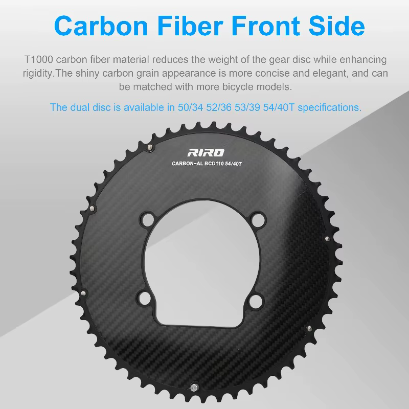 Plateau de pédalier en carbone RIRO 110BCD 11/12S 4 boulons pour vélo de route