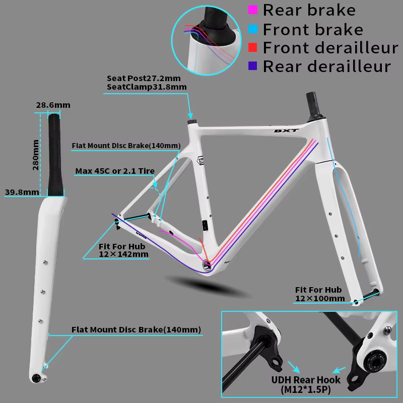Cadre de vélo de route de frein à disque