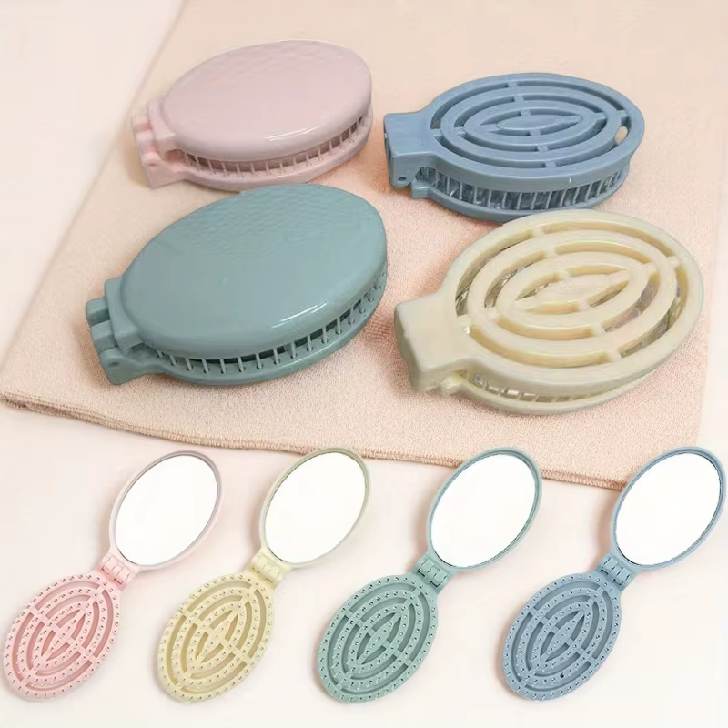 Brosses à cheveux de voyage pliables avec miroir, brosse à cheveux de poche pliante Portable, Mini peigne à cheveux, peigne de Massage pour cheveux de taille compacte