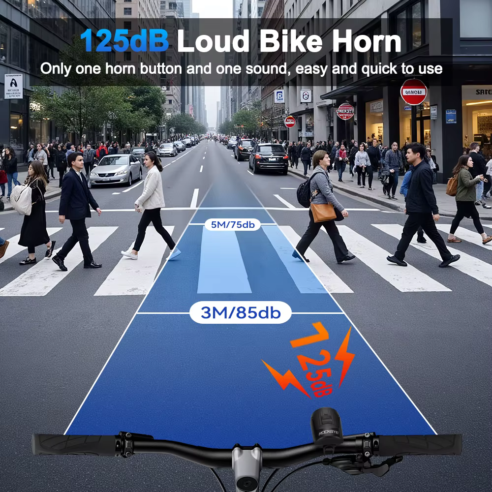 Rockbye 125dB fort vélo moto électrique cloche klaxon IPX5 étanche Micro-USB Rechargeable VTT alarme antivol