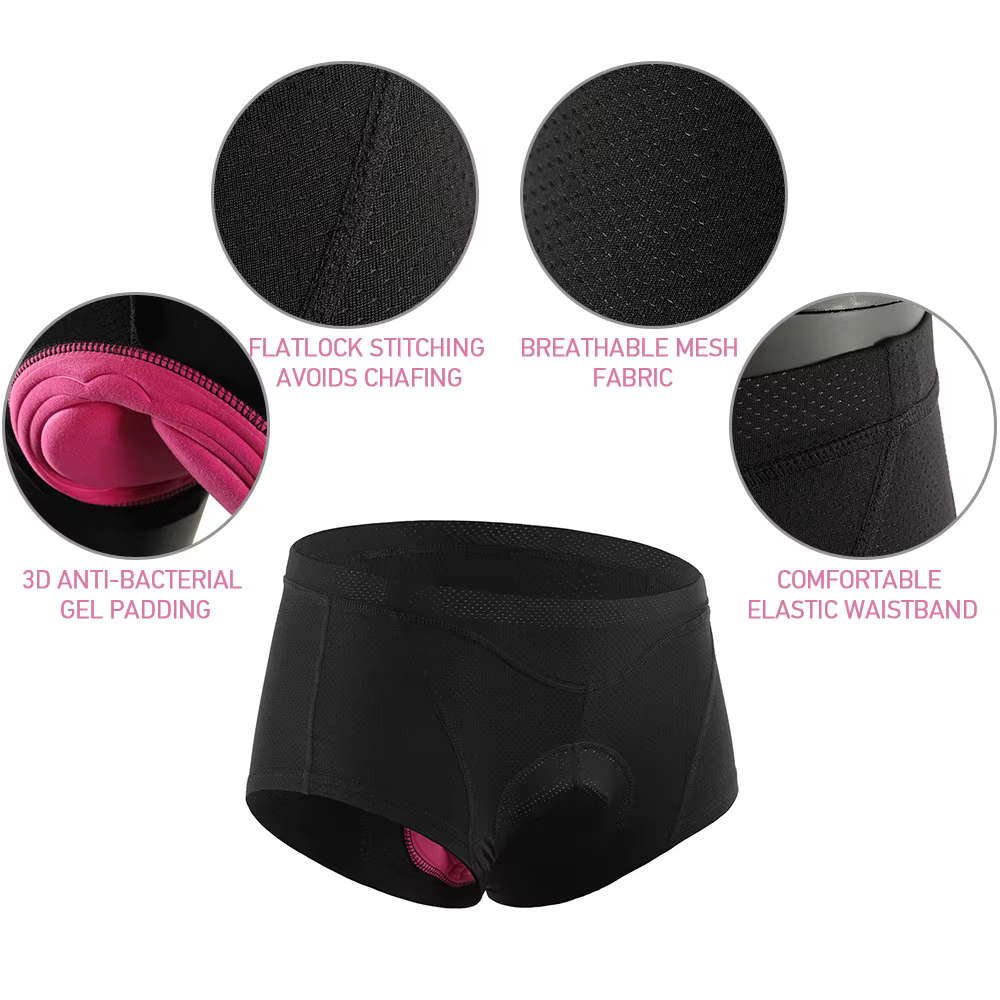 Sous-vêtements de vélo rembourrés en gel 3D pour femmes