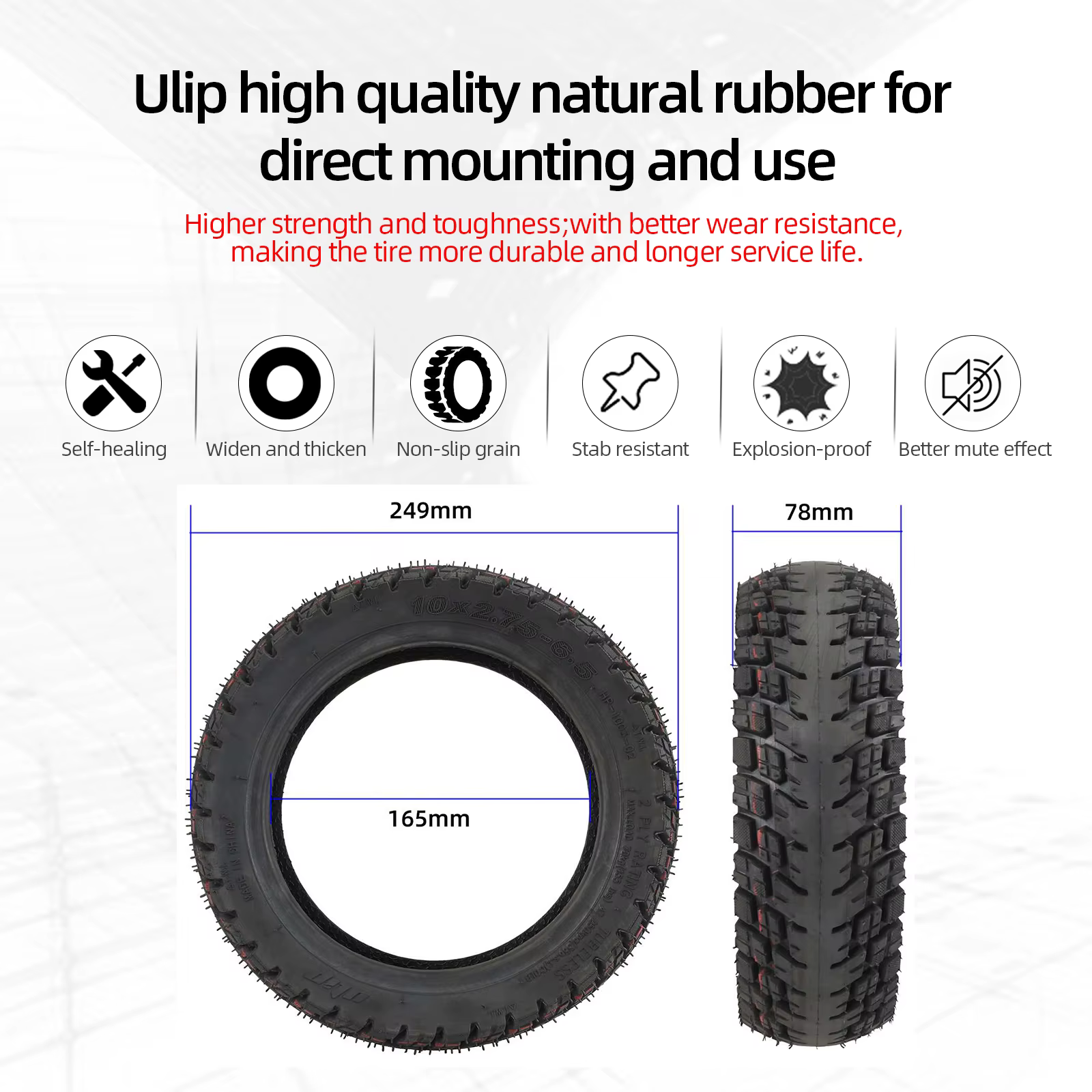 Ulip 10x2.75-6.5 pneu Tubeless auto-réparateur pour Scooter électrique Dualtron Speedway construit colle auto-réparable