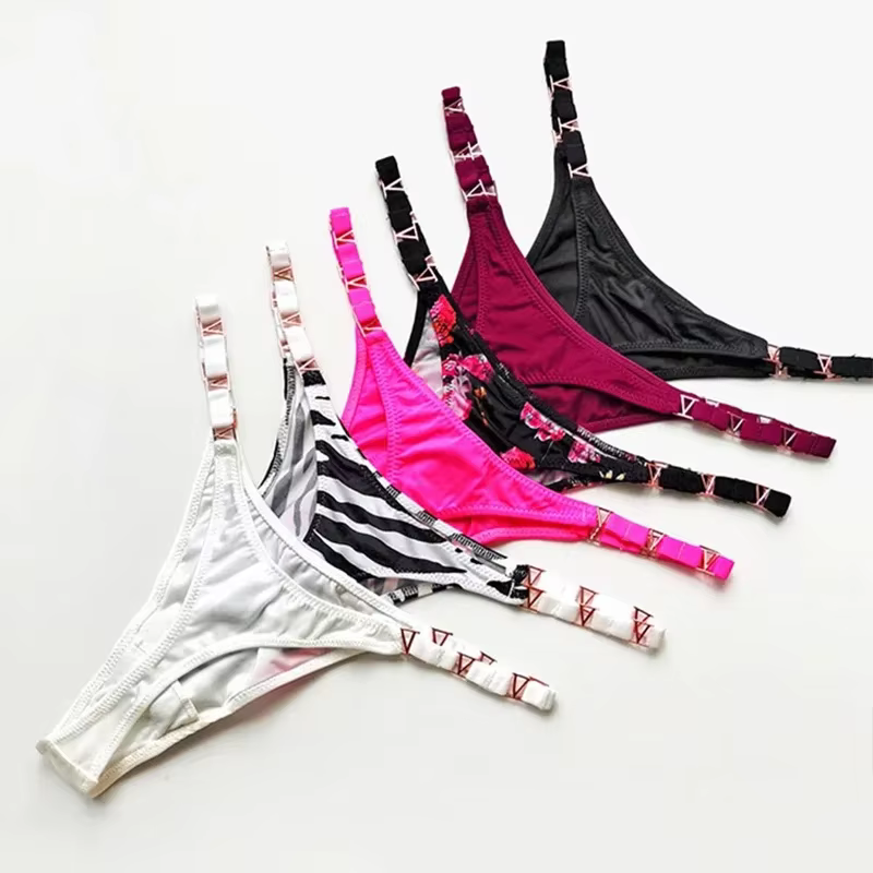 Sexy culotte en forme de V décoration en métal sous-vêtements sport taille basse slips femmes Lingere femme culotte sous-vêtements femmes Lingerie