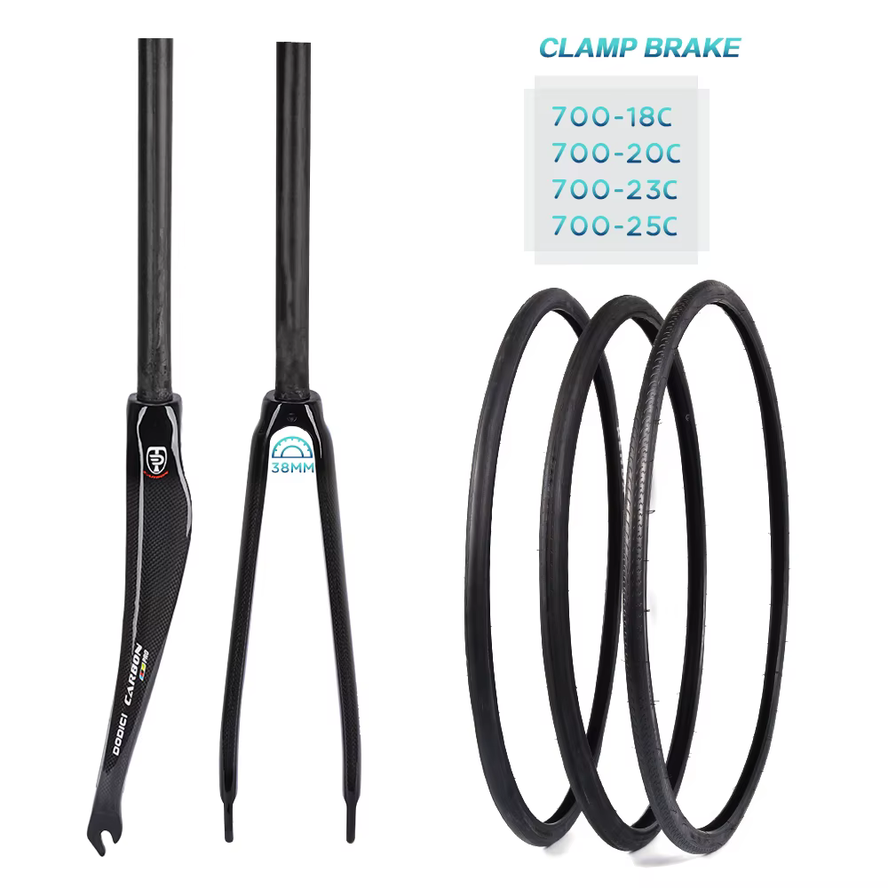 DODICI Tube droit 700C 28.6MM fourche à pignon fixe de route en Fiber de carbone