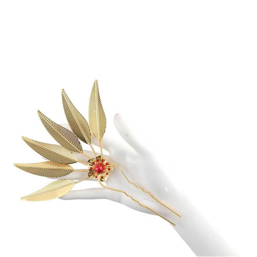 Accessoires pour cheveux feuille fleur fille accessoires pour cheveux bâtons de cheveux en métal coiffure thaïlandaise Style ancien chapeaux épingle à cheveux en forme de U