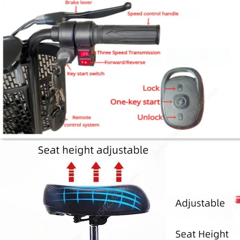 Scooter de mobilité pliable à double moteur pour les personnes âgées
