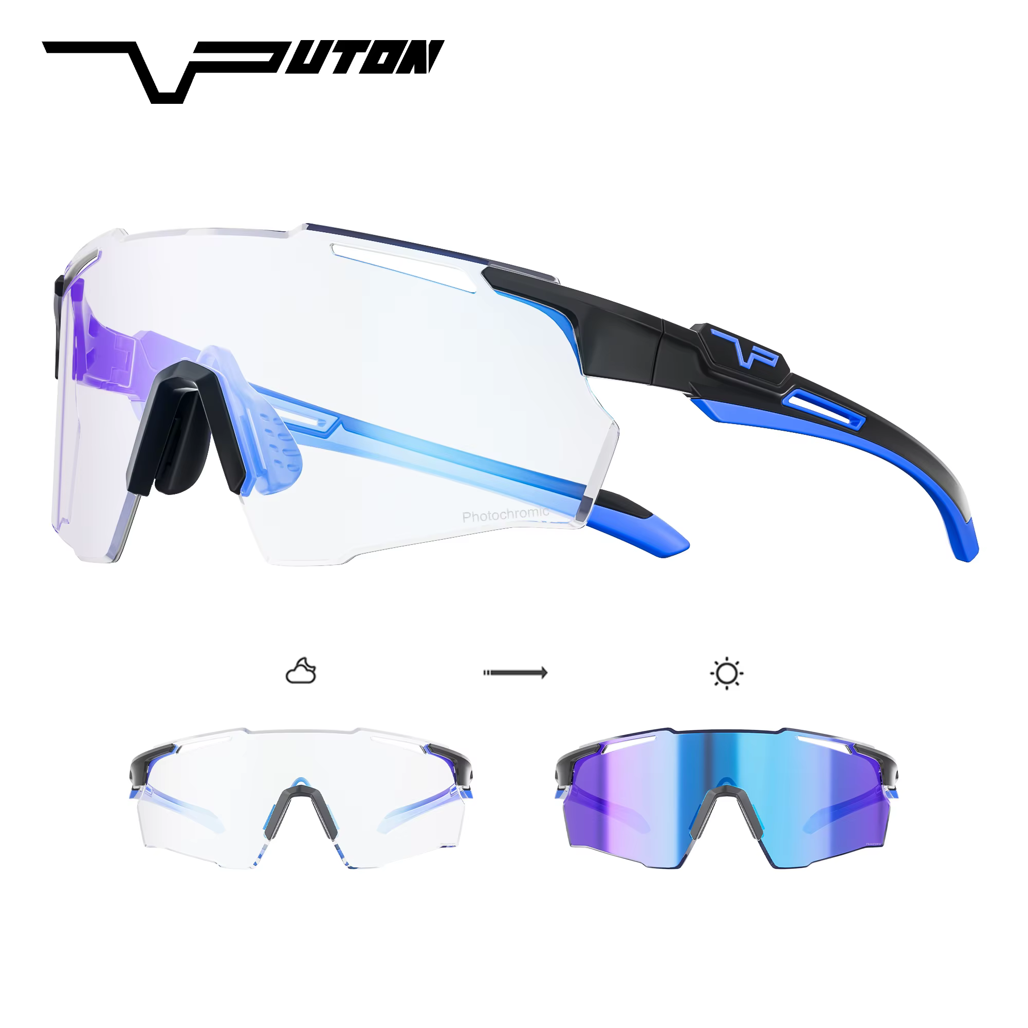 PUTON lunettes de cyclisme photochromiques