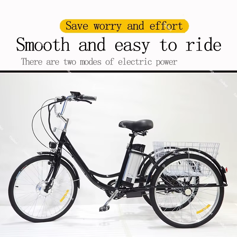 Vélo électrique Cargo à trois roues pour adulte avec panier 350W 36V