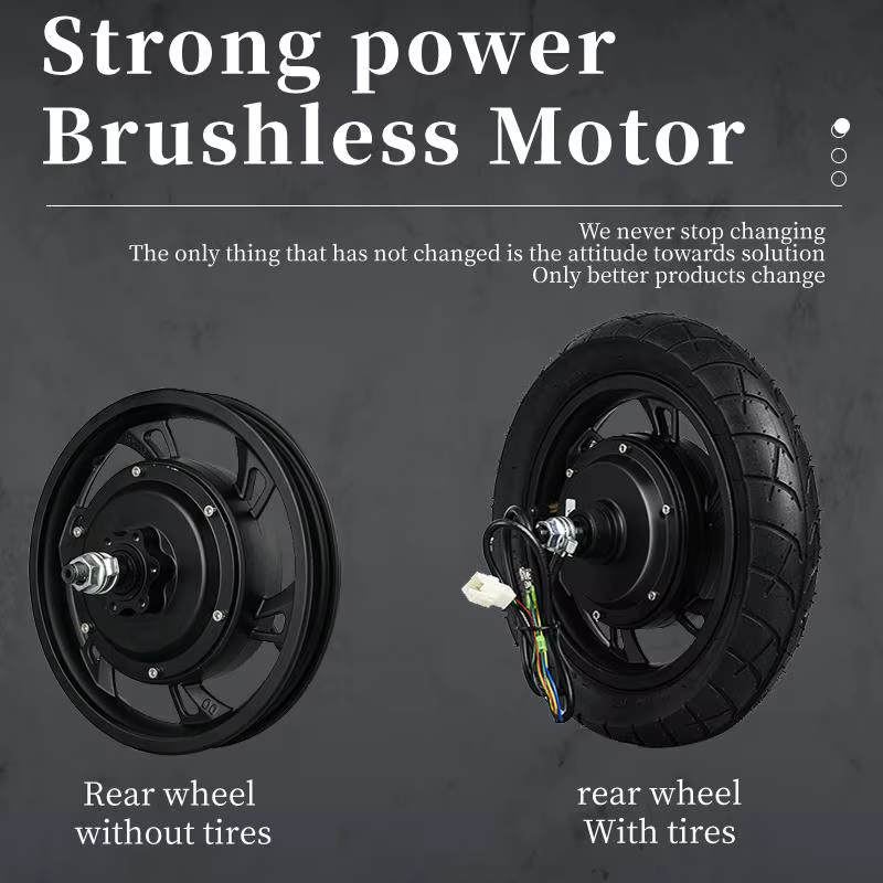 Roue arrière de Scooter de moteur de moyeu sans engrenage sans brosse de 12 pouces avec pneu 36V350W 48V500W