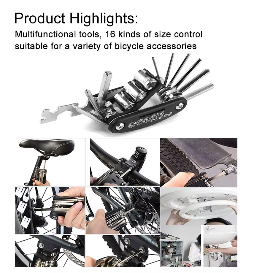 Clé à douille Portable 16 en 1 pour vélo de montagne