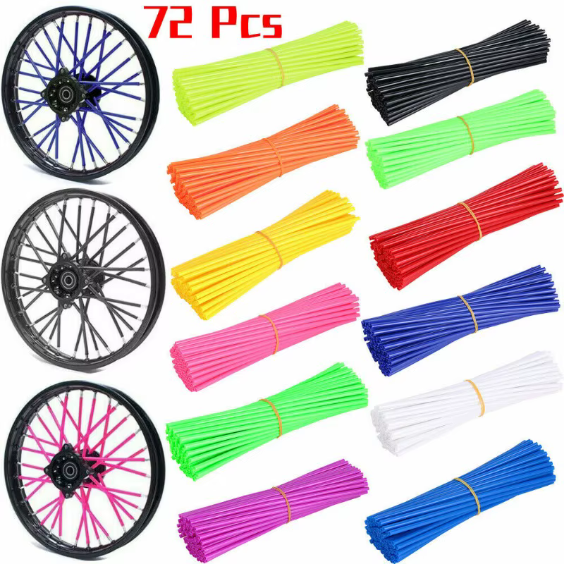 72 pièces enveloppes de protection de rayons de roue de vélo 24 cm Kit d'enveloppe