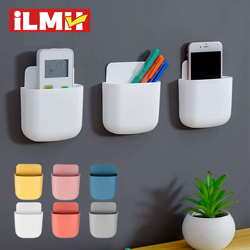 Boîte de rangement murale, support de prise de téléphone portable, support de télécommande, étui organisateur de rangement pour climatiseur TV