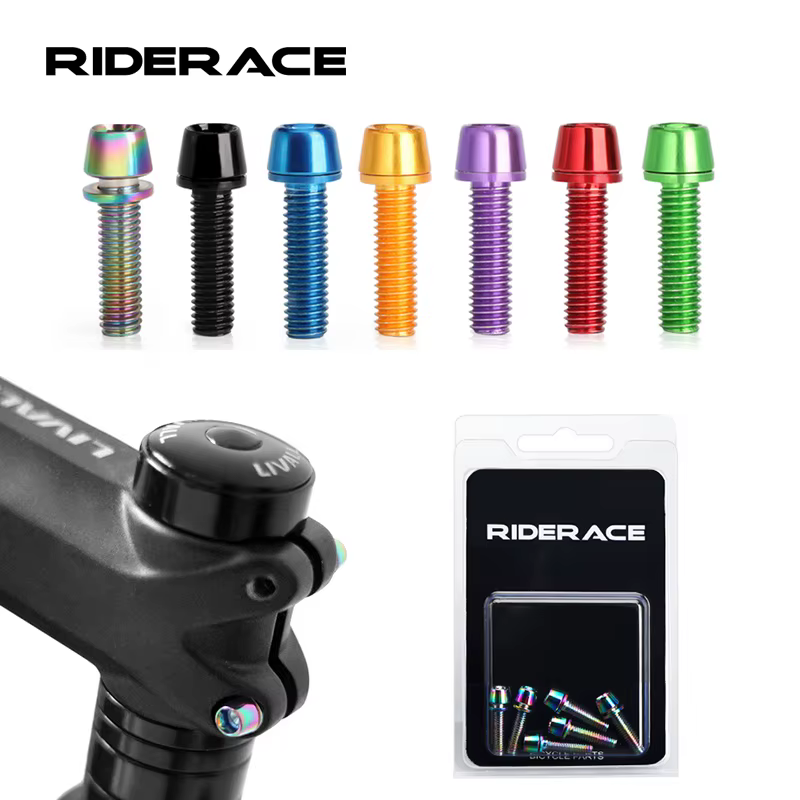6 pièces/ensemble vis de guidon de vélo en acier inoxydable coloré plaqué titane M5 * 18MM vtt