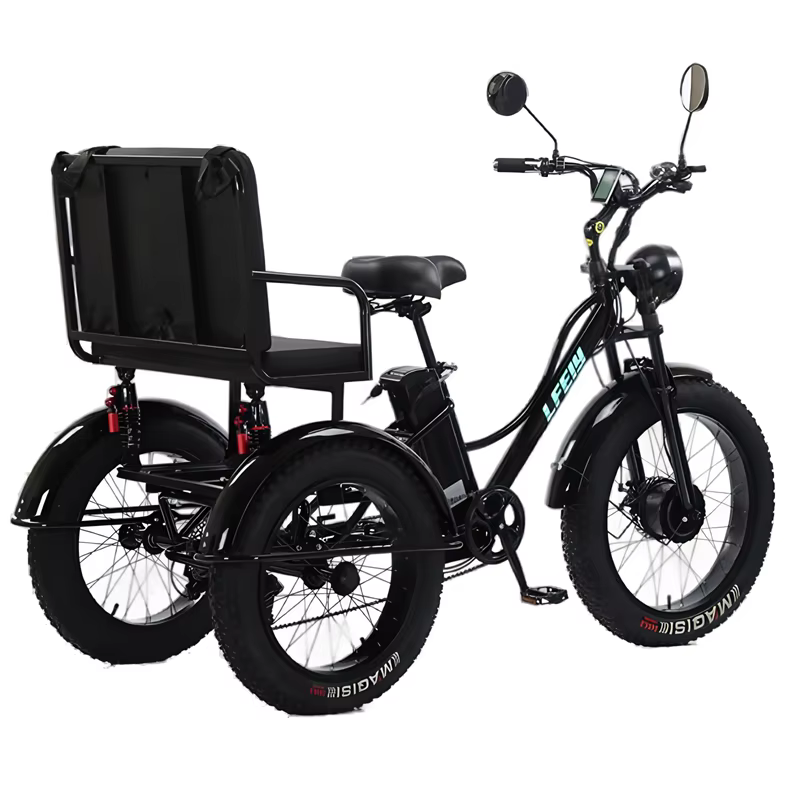 Tricycle électrique gros pneu pour adultes avec siège arrière/ceinture de sécurité 750W puissant vélo