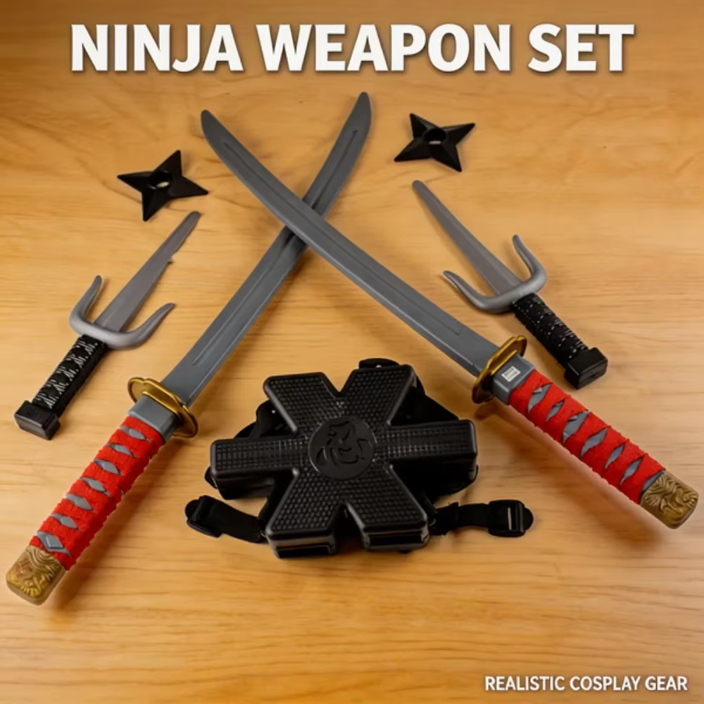 Ensemble Ninja pour Halloween, accessoires de cosplay de samouraï pour enfants, bretelles, ensemble de couteaux, accessoire d'épée, modèle de fléchettes, cadeaux, collection de jouets