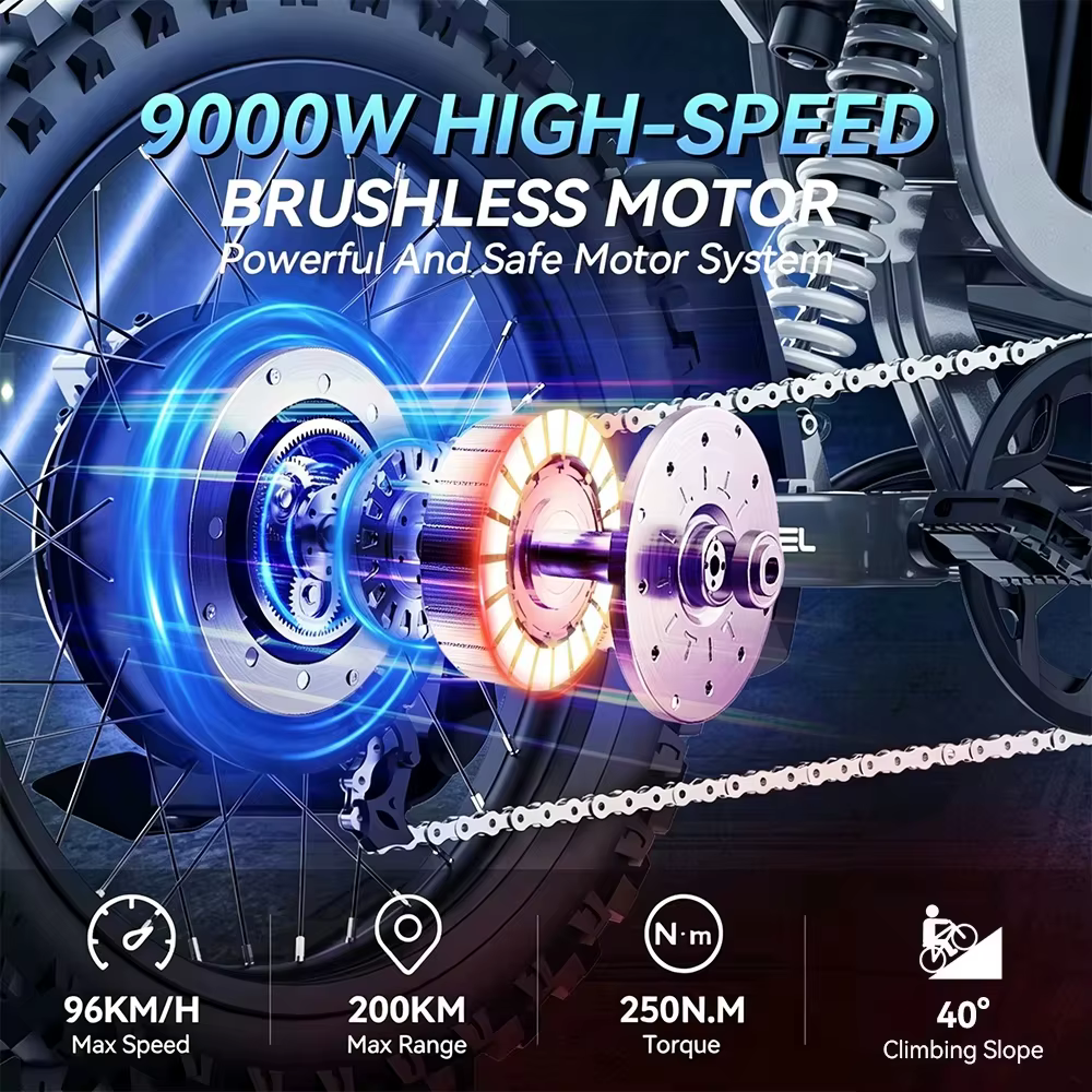 Readygo COSWHEEL R19 Moto électrique tout-terrain 9000W Haute puissance Batterie 72V40Ah Adulte Vitesse maximale 96