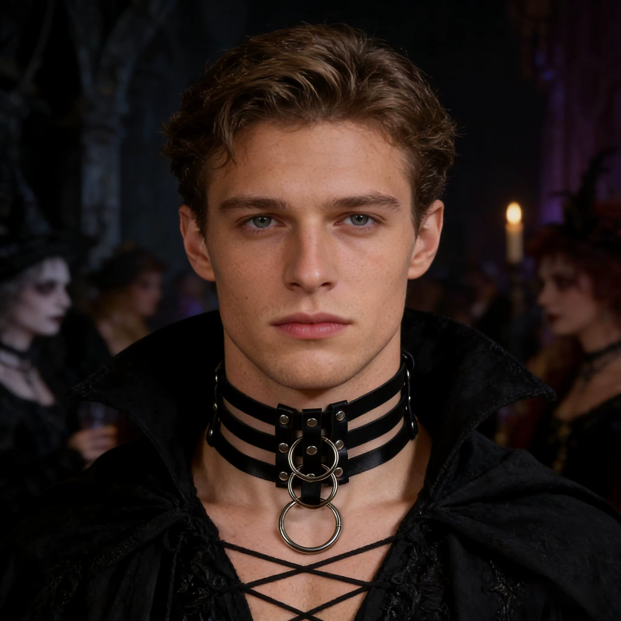Collier ras du cou gothique ajustable en cuir PU avec clous métalliques pour le quotidien, les fêtes, les célébrations, accessoire de fête
