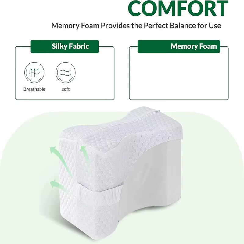 Coussin pour genoux pour dormeurs latéraux avec sangles, coussin pour jambes et genoux en mousse à mémoire de forme souple, coussin pour jambes en mousse à mémoire de forme pour dormeurs latéraux