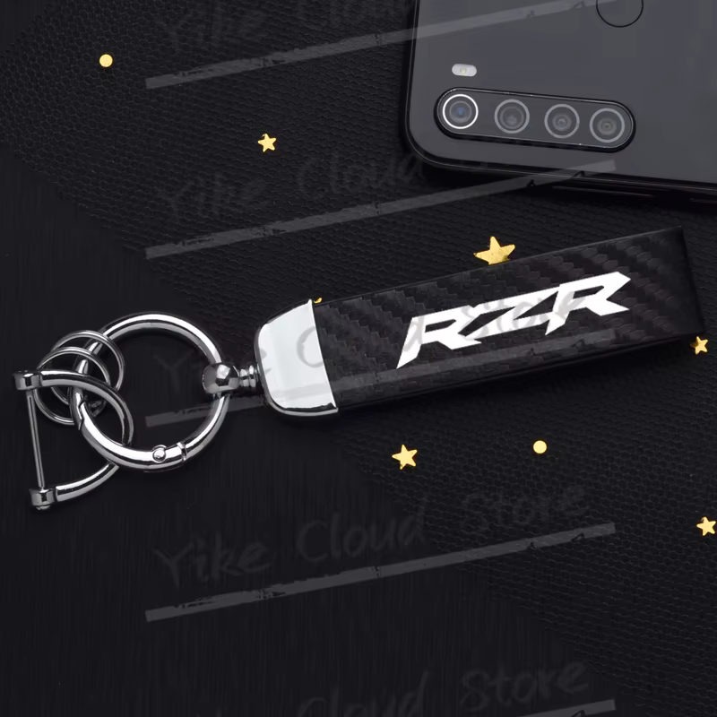 Ultra HD Printed For Polaris RZR RS1 XP PRO R Sport Logo Carbon Fiber Textured Leather Keychain Motorcycle Keychain Accessories