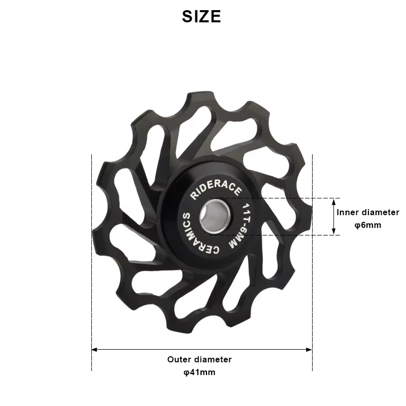 RIDERACE-Poulie de dérailleur arrière en céramique, roulement de guidage 11T, poulie jockey pour vélo de route, pièce VTT, AL7075, 4mm, 5mm, 6mm