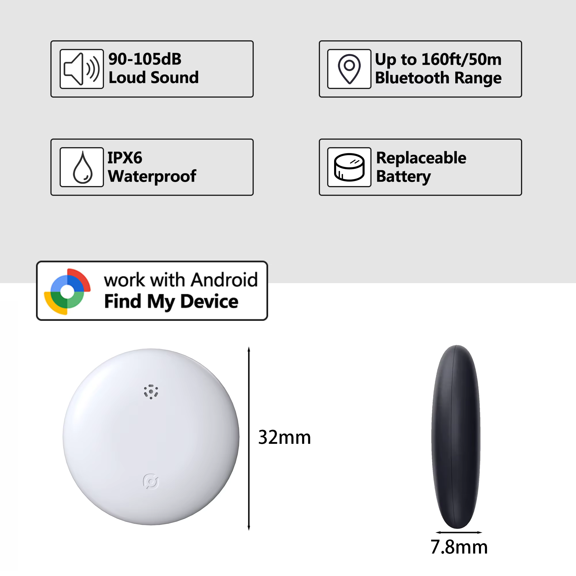 Mini traceur GPS pour Android, localisateur d'objets, traceur de sacs et de vélos, traceur intelligent Bluetooth Air Tag