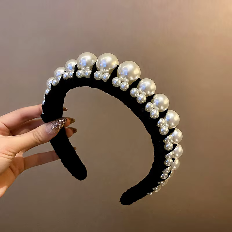 Cerceau de cheveux en flanelle de perles, Design de mode européen et américain, nouveaux accessoires de cheveux, coiffure de personnalité en perles, bandeau pour femmes
